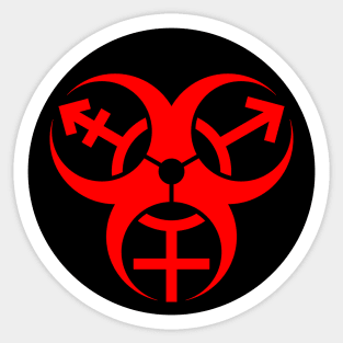 Trans Biohazard - Black Circle Sticker